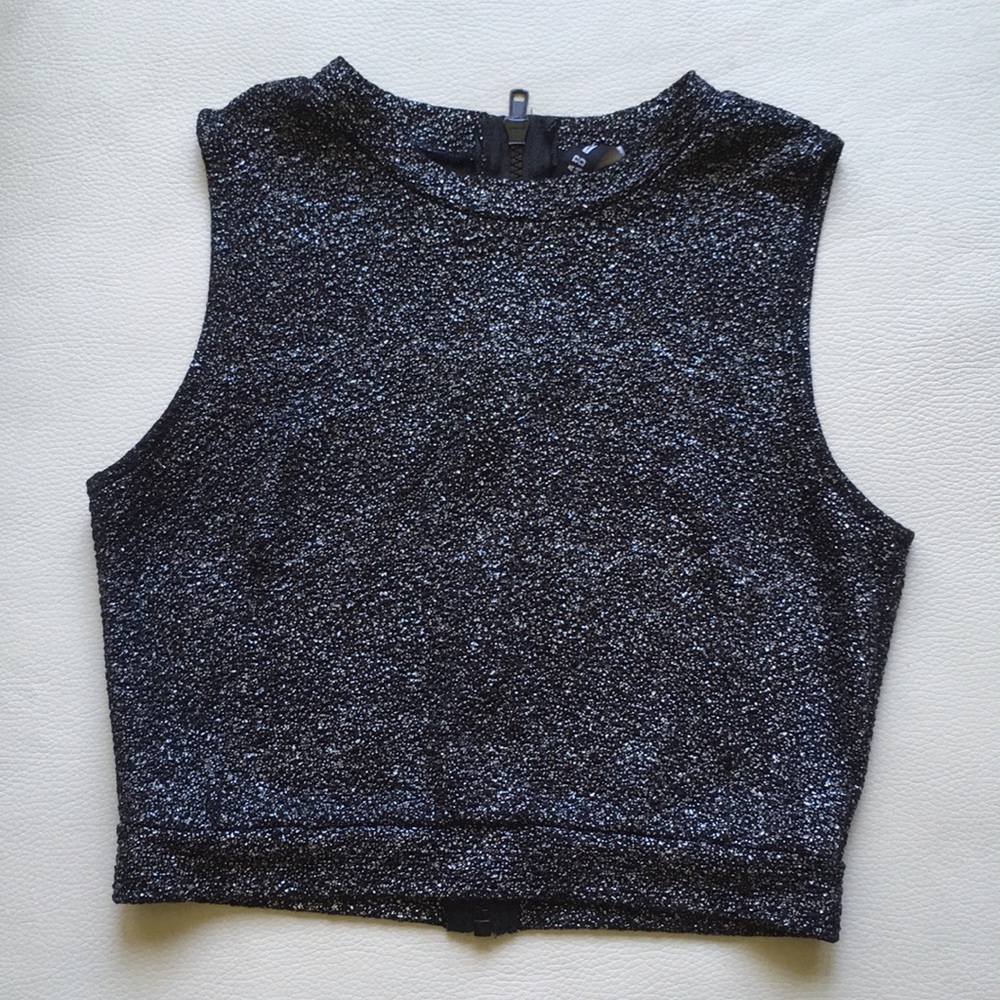 Design Lab Black/Silvery Crop Top